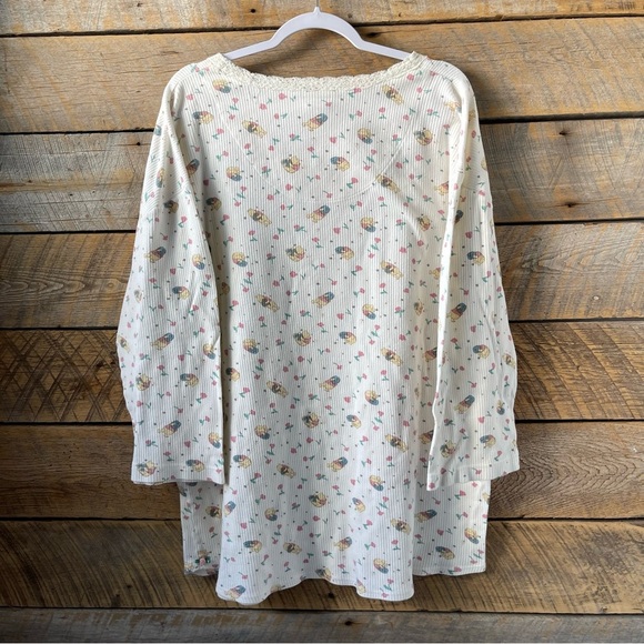 Vintage Disney Winnie the Pooh Floral Top Cotton Henley Pajama Shirt Women’s XL - Picture 10 of 15
